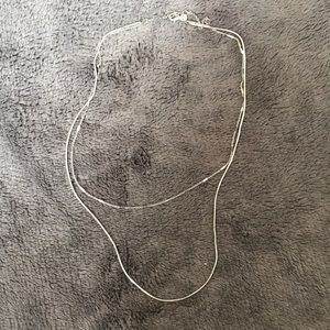Silver double necklace